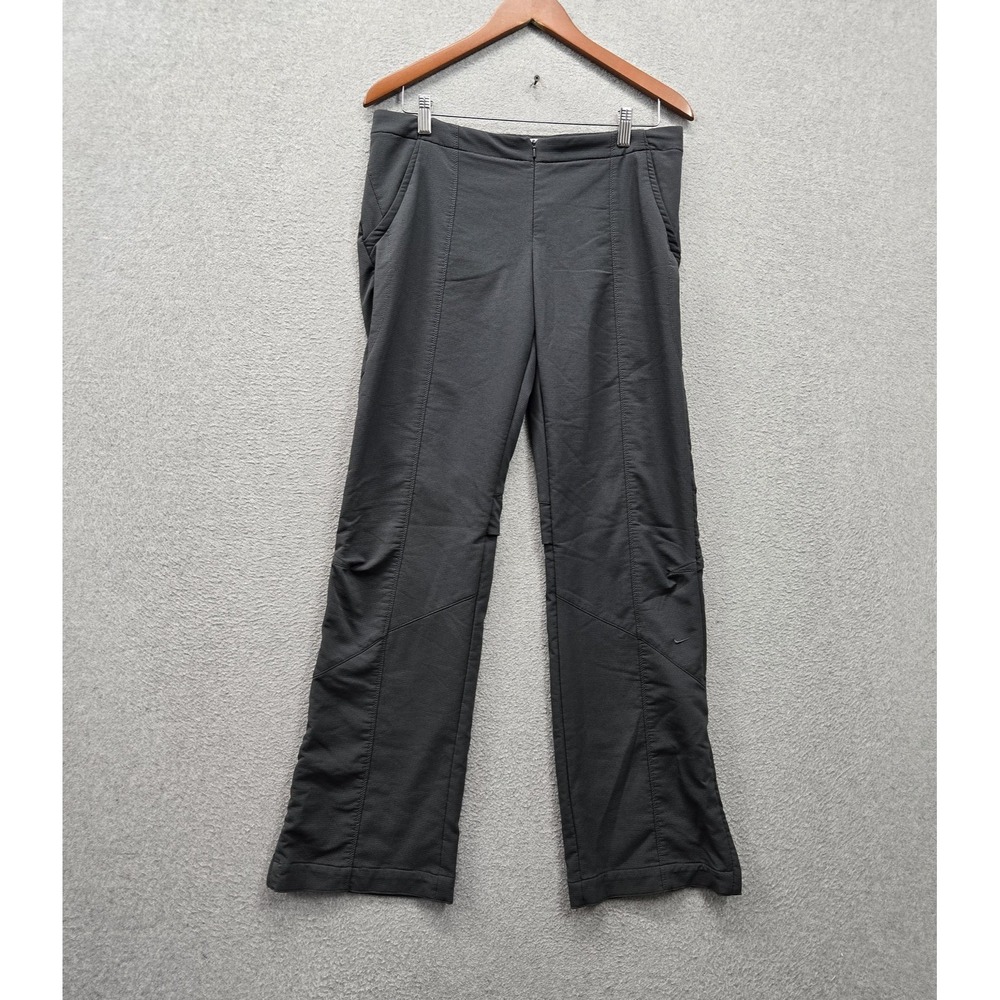 VINTAGE Nike Women Activewear Pants M Black Y2K Straight Swoosh Logo‎ 31" Inseam
